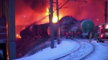 Gigantesque incendie d'un train de gaz naturel en Russie