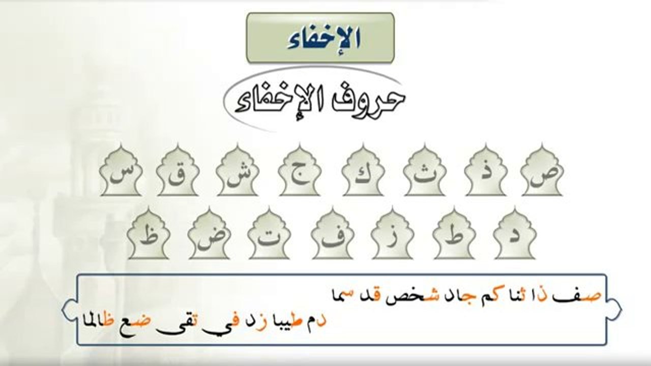أحكام النون الساكنة والتنوين ـ الإخفاء