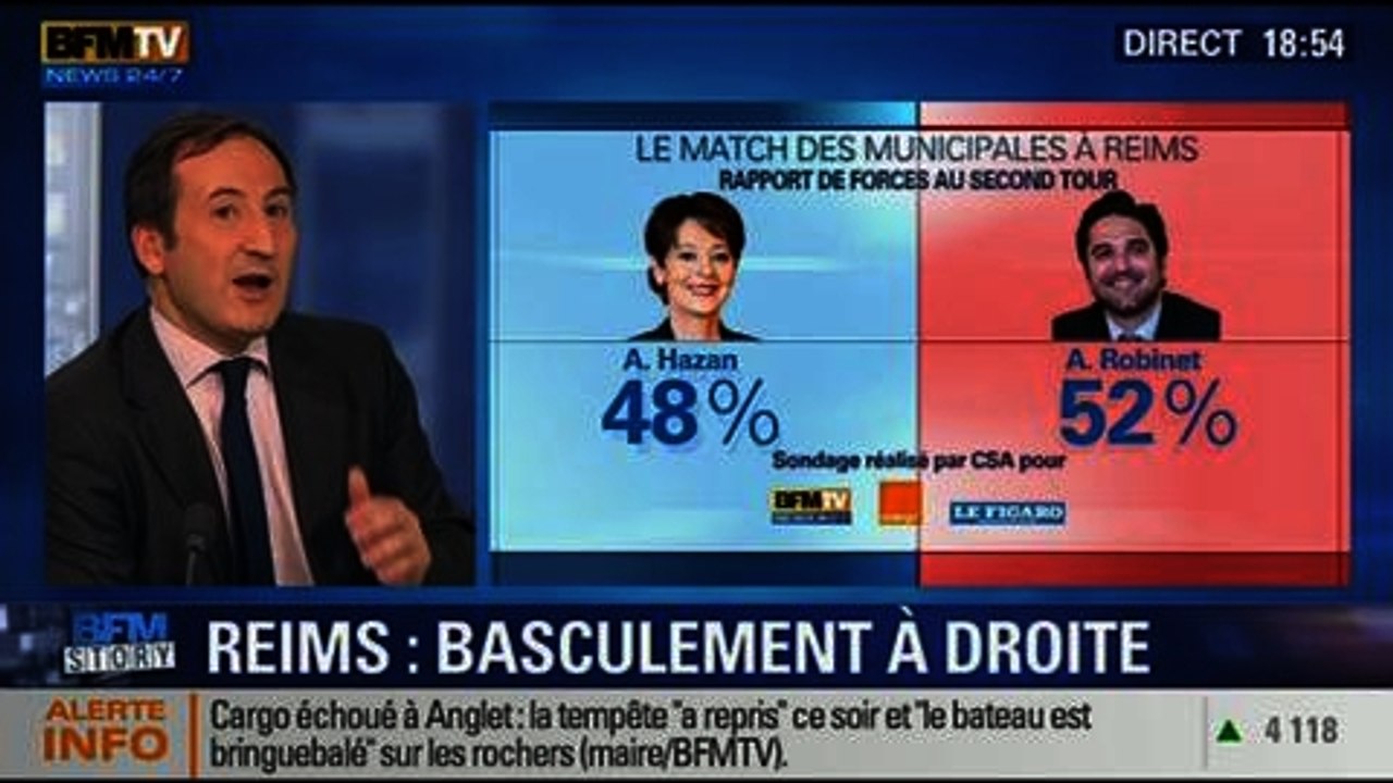 BFM Story: Le match des municipales à Reims: Arnaud Robinet arrive en tête - 05/02
