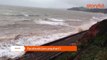English Coastline Battered by Stormy Conditions