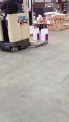 Angry worker destroys stock with forklift