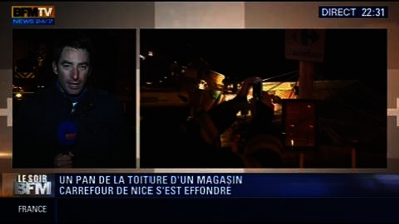 Le Soir BFM: Le toit d’un magasin Carrefour s’écroule à Nice - 05/02 1/5