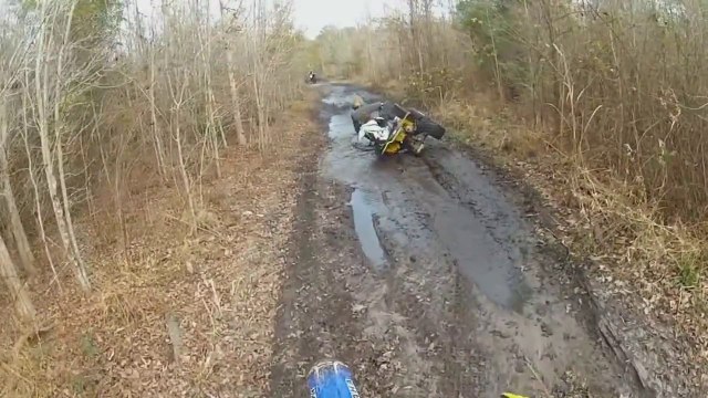 ATV Flips Over - Dirt Bike Rider Has Bad Accident