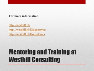 Mentoring and Training at Westhill Consulting