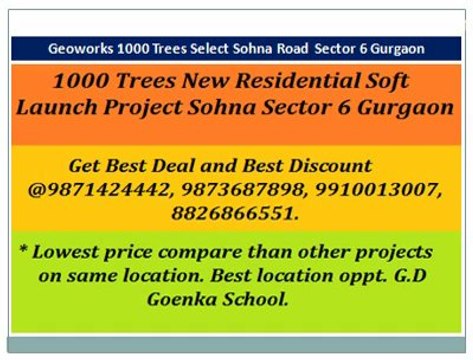9871424442|\ Geoworks 1000 Trees Select /|residential apartment@26lacs sohna