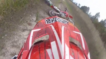 Dirt Bike Rider Gets Smashed Into - Both Riders Wiped Out