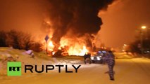 Massive inferno as gas train derails in Russia, hundreds evacuated