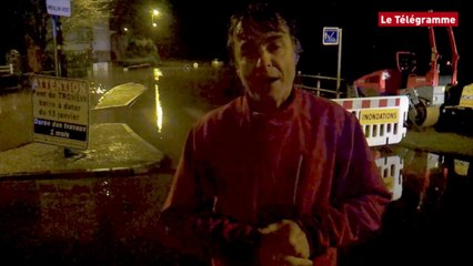 Quimper. La crue, de nuit, au Moulin Vert