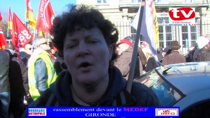 TVBordeaux33 rassemblement AC Gironde pour la manif devant le MEDEF le 6.02.2014