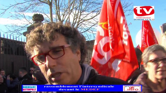 TV Bordeaux33 PHILIPPE MEDIAVILLA CGT à la manif devant le MEDEF le 6.02.114