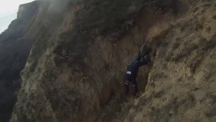 MTB Accident! - Rider Falls Down Cliff Head First!