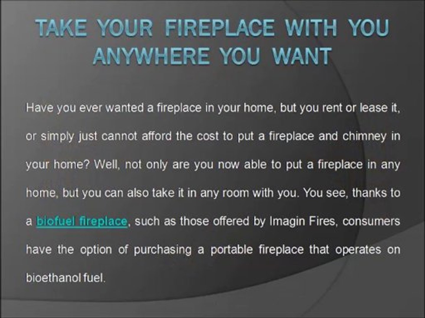 Purchase A Portable Biofuel Fireplace From Imaginfires Video