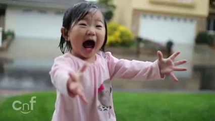 Kayden  Rain  Little Girl Experiences Her First Rainfall