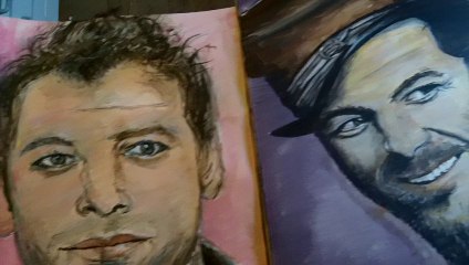 christophe mae  2 portraits acrylique