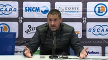 Conférence de presse CA Bastia - Châteauroux (1-4) : Stéphane ROSSI (CAB) - Jean-Louis GARCIA (LBC) - 2013/2014