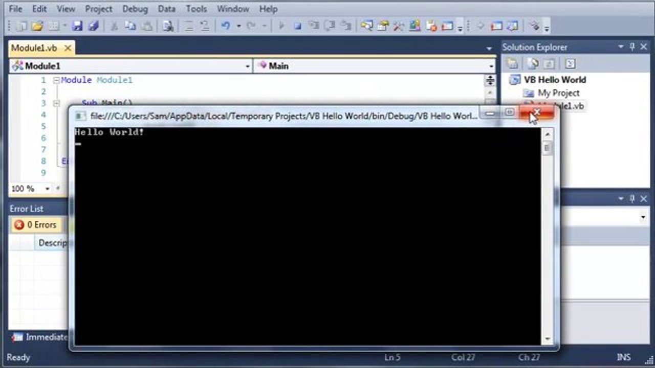 004 - Hello World inside VB.NET