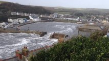 Waves Break at Porthleven as Britain Braces for More Floods
