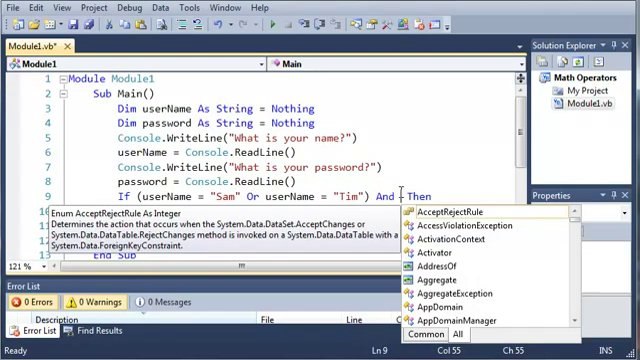 017 - Logical Operators inside vb.net