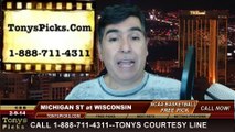 Wisconsin Badgers vs. Michigan St Spartans Pick Prediction NCAA College Basketball Odds Preview 2-9-2014