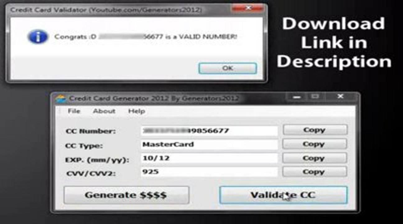 credit card generator 2013 with cvv and expiration date - Free Download Link -WORKING !!
