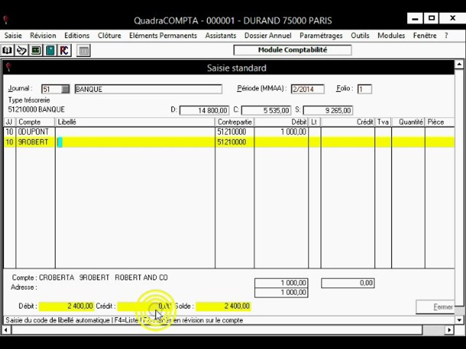 saisie des écritures