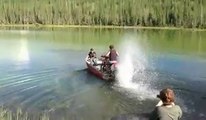 Driving a motorcycle on a lake... Crazy guys!