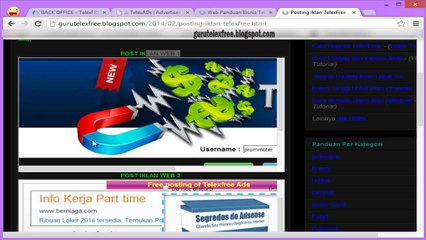 Cara Posting dan Validasi Iklan TelexFree Gratis