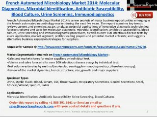 French Automated Microbiology Market 2014 Molecular Diagnostics, Microbial Identification, Antibiotic Susceptibility, Blood Culture, Urine Screening, Immunodiagnostics