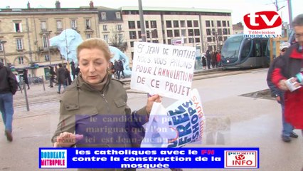 TV Bordeaux33 une catholique avec le FN sont contre la construction d'une Mosquée
