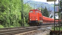Züge bei Bad Hönningen, 2x RTS V100 BR203, ERS 189, 2x DB 189, NIAG 145, 2x 152, 5x 185,143,4x 425