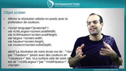 Comment utiliser objet screen avec JavaScript