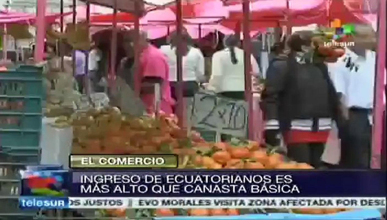 Ecuador: ingresos familiares superan el costo de la canasta básica