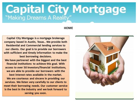 New Home Mortgage Loan Service by Capital City Mortgage Company in Austin
