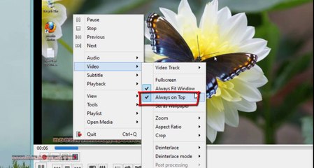 ENABLE ALWAYS ON TOP OPTION IN VLC MEDIA PLAYER
