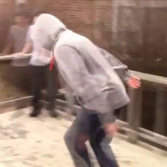 Dad Attempting To Jump In a Frozen Pool