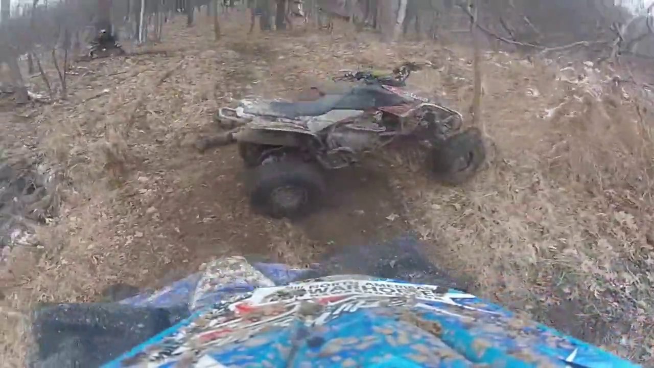 Atv Hits A Tree And Rider Flys Off