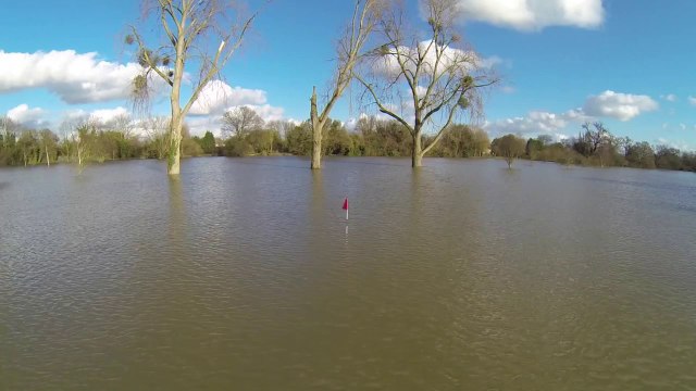Aerial View of Flooding in Datchet and Windsor