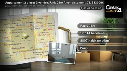 Appartement 2 pièces à vendre, Paris 01er Arrondissement  75, 383000€