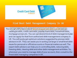 Find Best Debt Management Company In UK