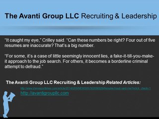 The Avanti Group LLC Recruiting & Leadership Resume fraud said on the rise