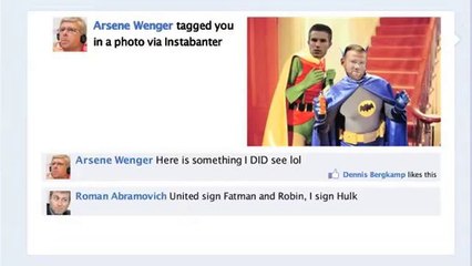 Van Persie merked by Wenger on Rooney's Fakebook page
