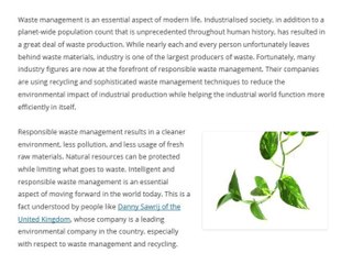 Waste Management  | Danny Sawrij