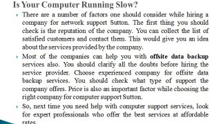 Computer Service Sutton :  Is your computer running slow?