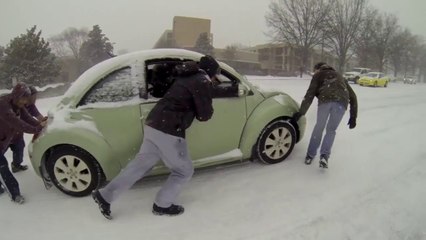 Kind Students Push Cars Up Hills