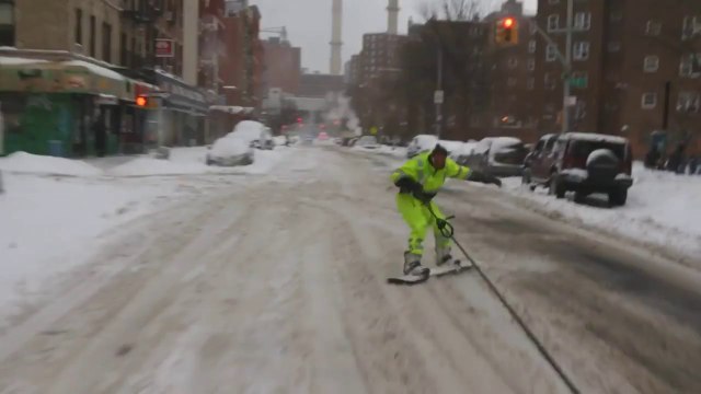 Snowboarding in New York City