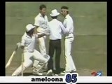 Javed Miandad and Dennis Lillee Javed Hold bat to beat Lillee