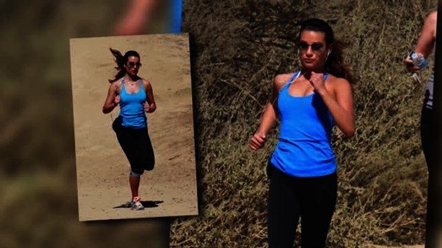 La star de Glee Lea Michele fait du footing dans un parc