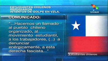 Estudiantes chilenos repudian intento golpista en Venezuela