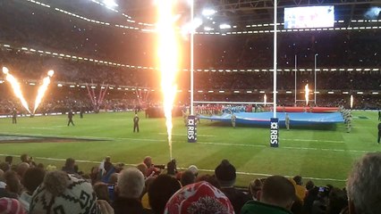 Entrée des joueurs Gallois à Cardiff - walles vs italy 01022014