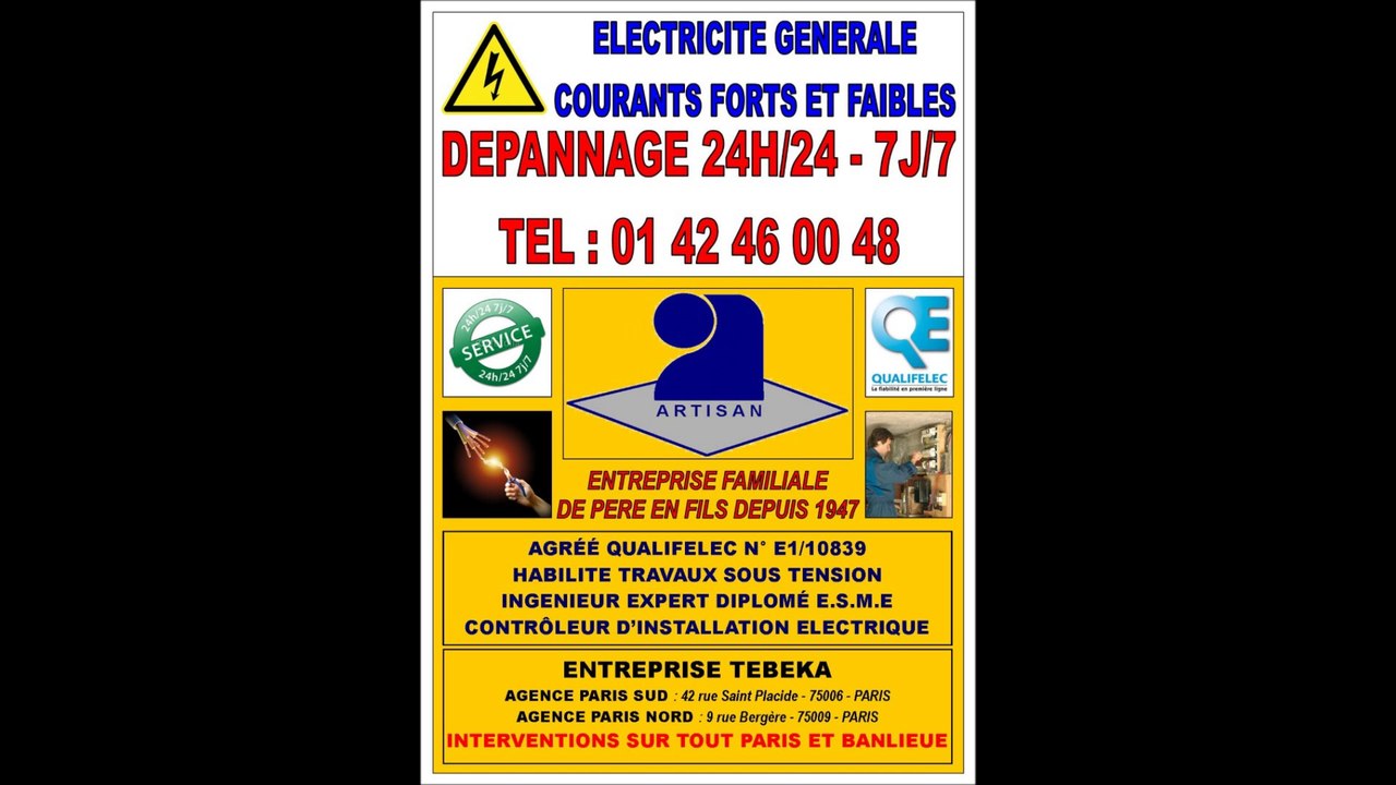 URGENCE ELEC - 0142460048 - DEPANNAGE URGENT ELECTRICITE PARIS 16eme